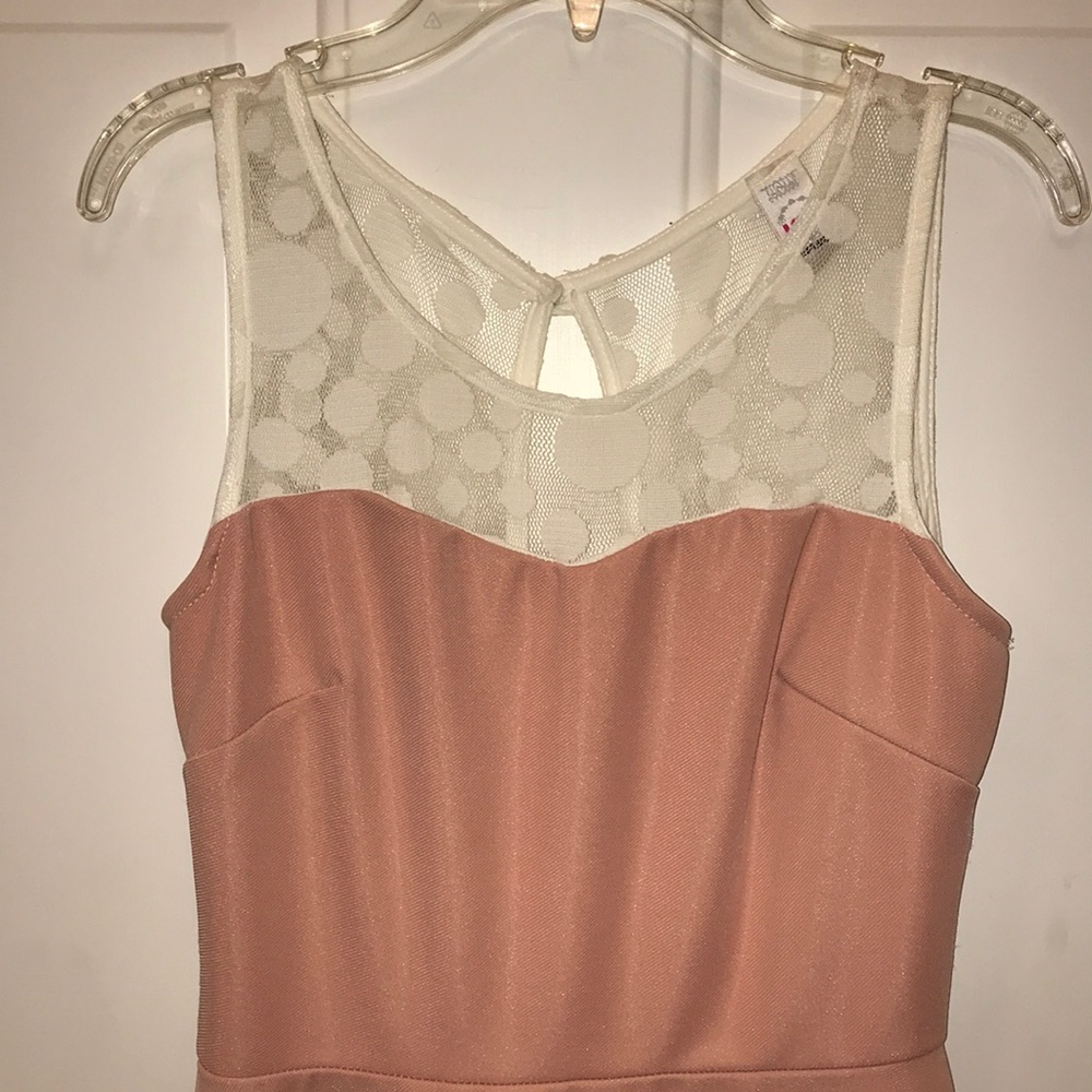 Orange dress with sheer top